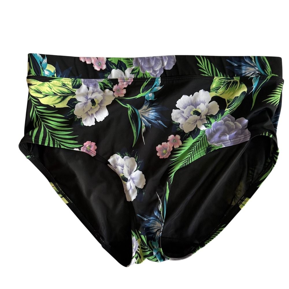 SWIM‎ by CACIQUE Black Floral Ladies Swim Bottom, 16